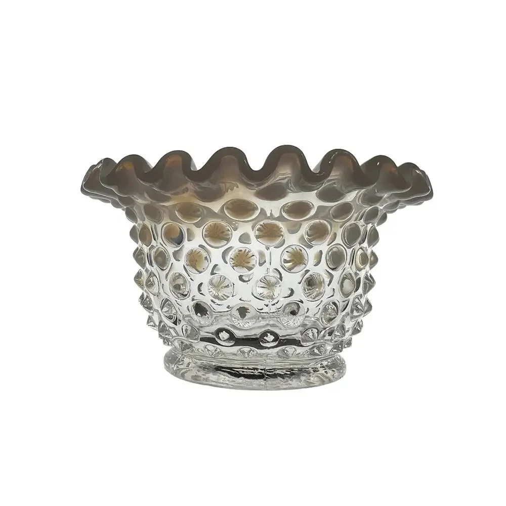 VTG Fenton Hobnail Clear/Opalescent Ripple Edge Small Bowl 5